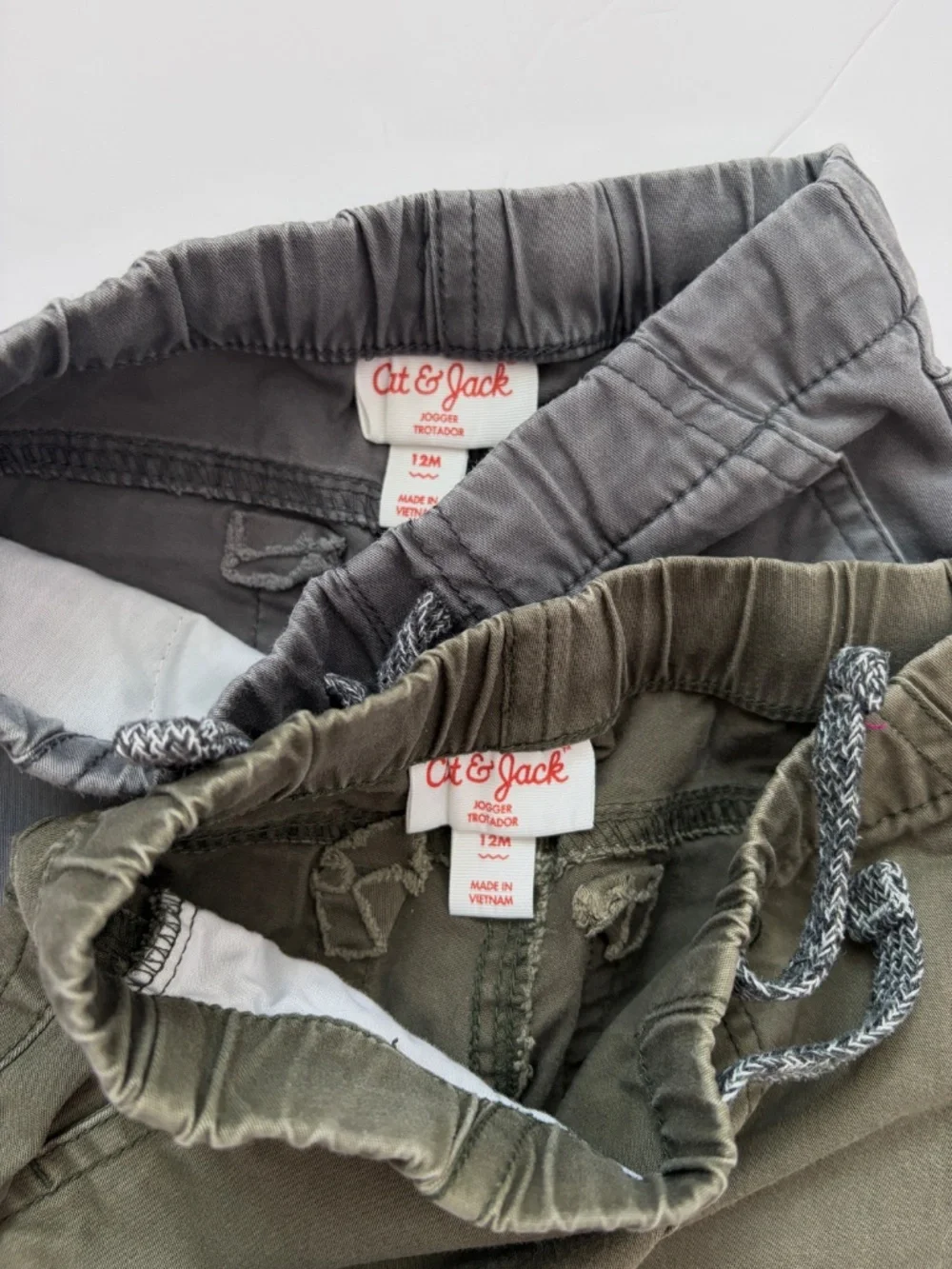 Cat & Jack Joggers Bundle Gray Olive Green 12M Baby